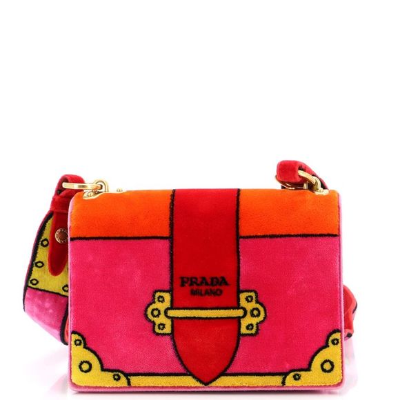 Prada | Bags | Prada Cahier Crossbody Bag Printed Velvet Small ...